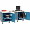 Global Industrial 72 x 30 Mobile Pedestal Computer Workbench, ESD Square Edge, Blue 318652BL